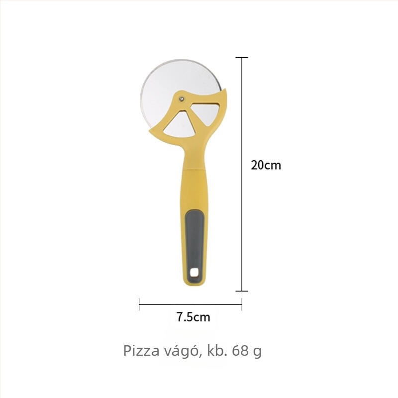 Konyhai kütyük készlet: hámozó, torta spatula, gyümölcs vágó és üvegnyitó; fa/PP fogantyúk; ABS alkatrészek; 430 rozsdamentes acélpengék.
