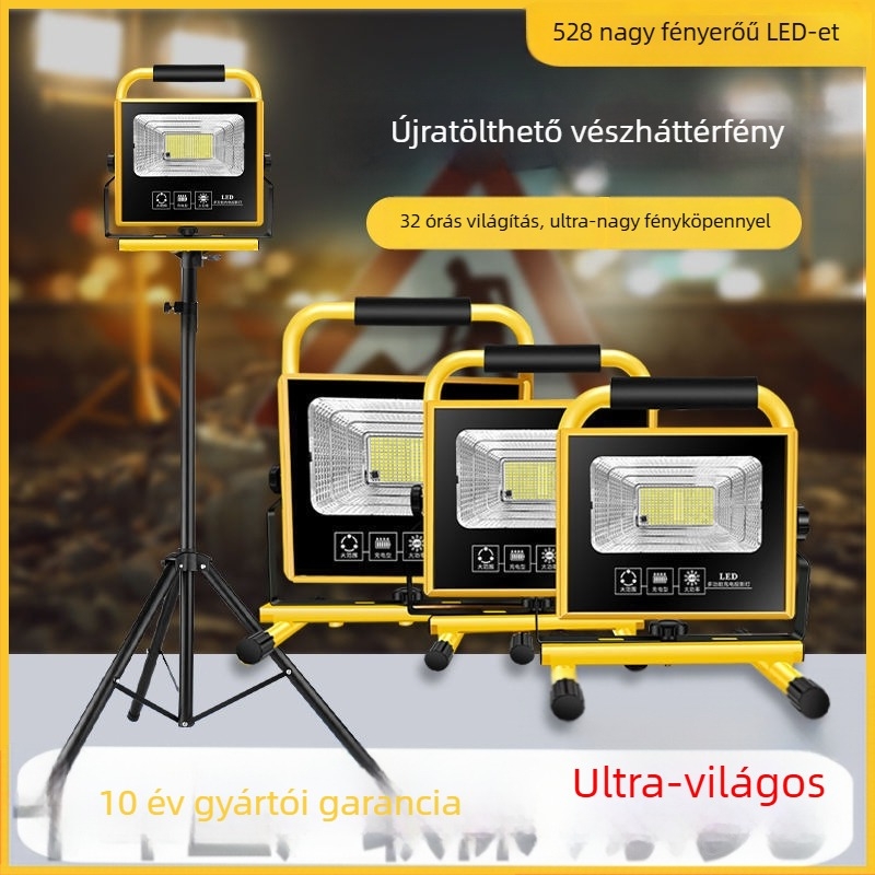 Kemping lámpa vészhelyzeti világítással, izzólámpa, újratölthető energiaforrás