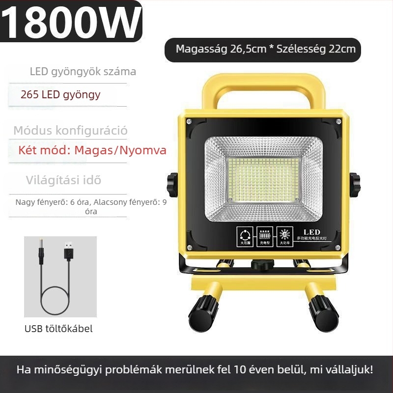 Kemping lámpa vészhelyzeti világítással, izzólámpa, újratölthető energiaforrás