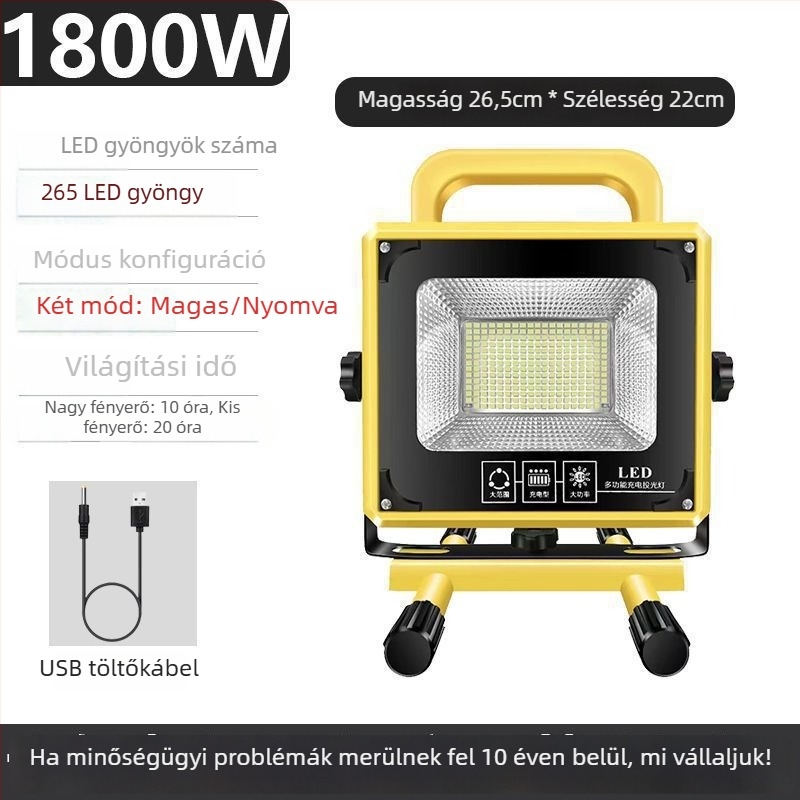 Kemping lámpa vészhelyzeti világítással, izzólámpa, újratölthető energiaforrás