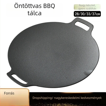 Kör alakú öntöttvas grilllap kültéri használatra, koreai stílusú barbecue, bevonat nélküli grillserpenyő