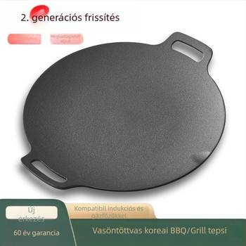 Kör alakú öntöttvas grilllap kültéri használatra, koreai stílusú barbecue, bevonat nélküli grillserpenyő