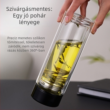 Iroda használatra tervezett dupla falú boroszilikát pohár teás pohár, hőálló, égés elleni védelem és hőszigetelés, intelligens hőmérséklet kijelző