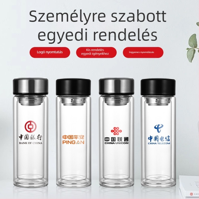 Iroda használatra tervezett dupla falú boroszilikát pohár teás pohár, hőálló, égés elleni védelem és hőszigetelés, intelligens hőmérséklet kijelző