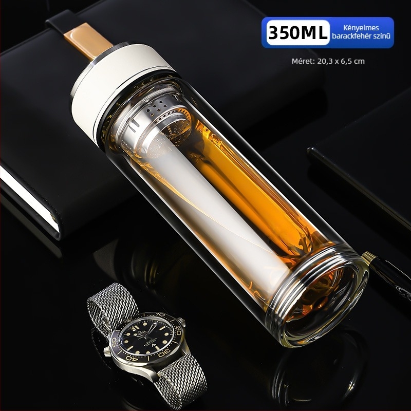 Iroda használatra tervezett dupla falú boroszilikát pohár teás pohár, hőálló, égés elleni védelem és hőszigetelés, intelligens hőmérséklet kijelző