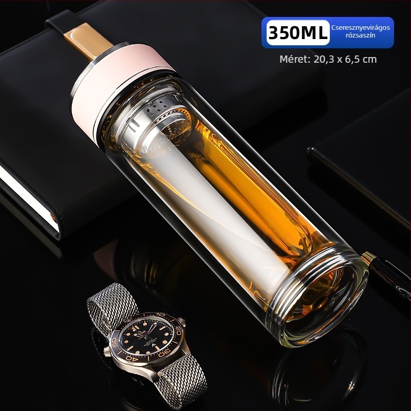 Iroda használatra tervezett dupla falú boroszilikát pohár teás pohár, hőálló, égés elleni védelem és hőszigetelés, intelligens hőmérséklet kijelző