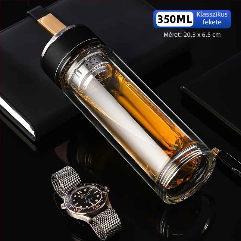 Iroda használatra tervezett dupla falú boroszilikát pohár teás pohár, hőálló, égés elleni védelem és hőszigetelés, intelligens hőmérséklet kijelző