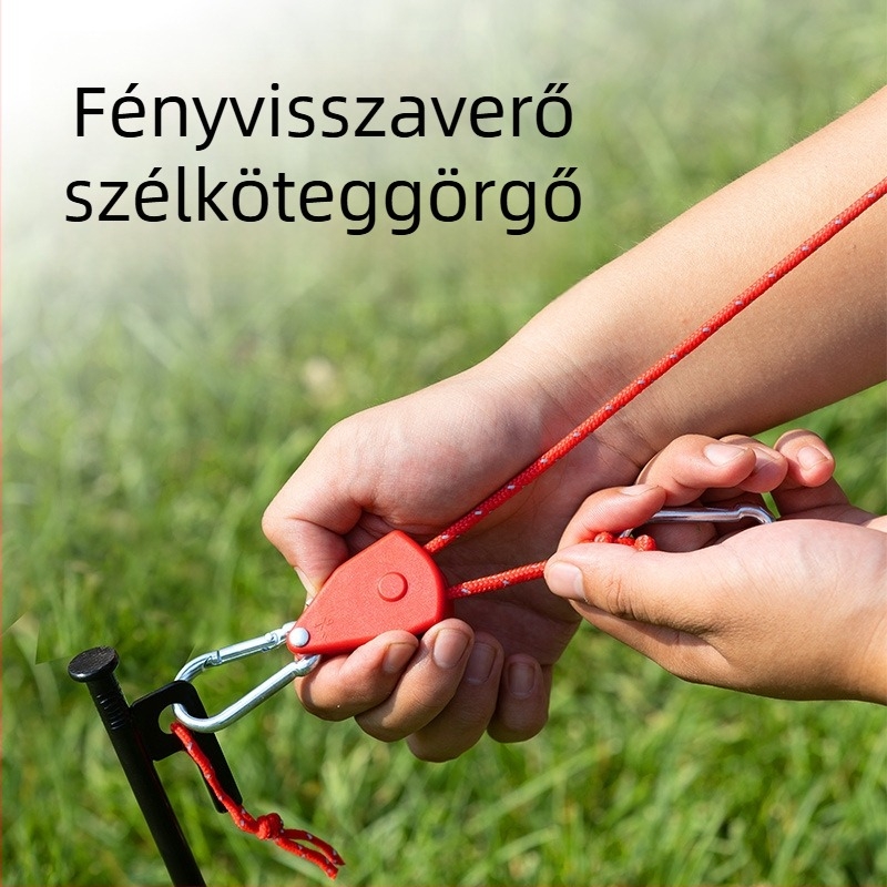 Sátor kötél fémből készült görgővel, kültéri használatra, állítható ponyvaszövet kötél, csattal és elasztikussal