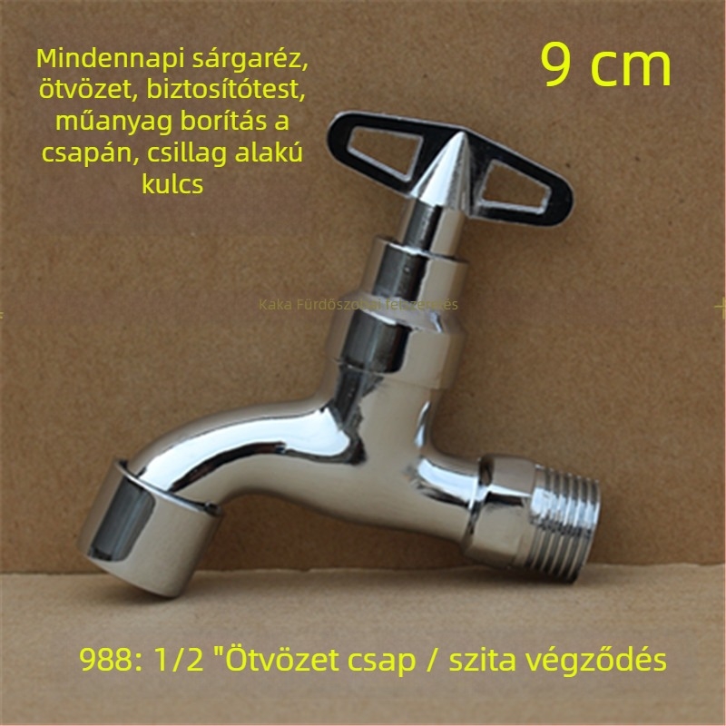 Kültéri zárható csap pentagonális kulccsal, teljes rézből, modell 950, kerámiakorongos szelep, egyetlen hideg víz kifolyás