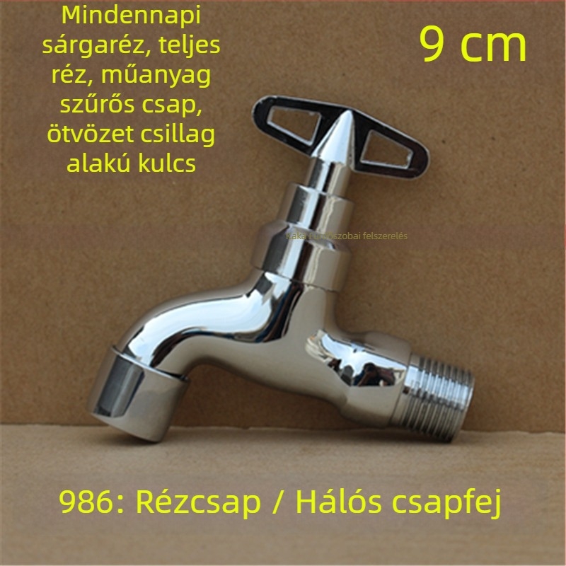 Kültéri zárható csap pentagonális kulccsal, teljes rézből, modell 950, kerámiakorongos szelep, egyetlen hideg víz kifolyás