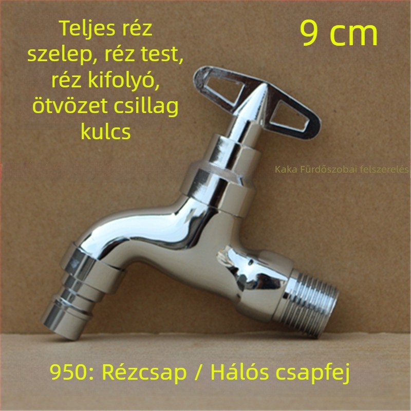 Kültéri zárható csap pentagonális kulccsal, teljes rézből, modell 950, kerámiakorongos szelep, egyetlen hideg víz kifolyás