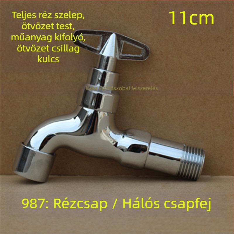 Kültéri zárható csap pentagonális kulccsal, teljes rézből, modell 950, kerámiakorongos szelep, egyetlen hideg víz kifolyás