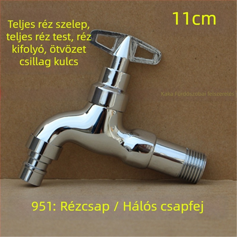 Kültéri zárható csap pentagonális kulccsal, teljes rézből, modell 950, kerámiakorongos szelep, egyetlen hideg víz kifolyás