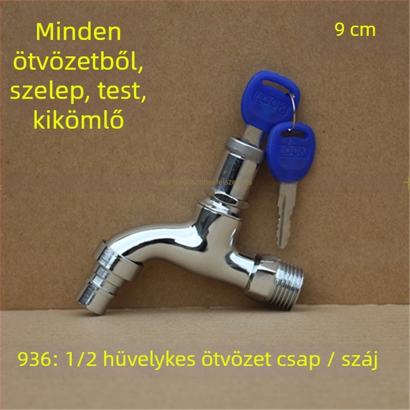 Kültéri zárható csap pentagonális kulccsal, teljes rézből, modell 950, kerámiakorongos szelep, egyetlen hideg víz kifolyás