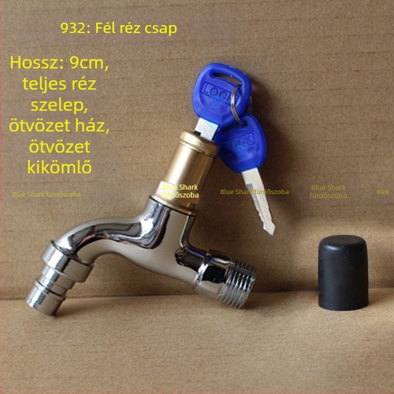 Kültéri zárható csap pentagonális kulccsal, teljes rézből, modell 950, kerámiakorongos szelep, egyetlen hideg víz kifolyás