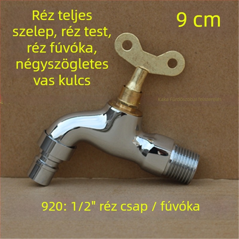 Kültéri zárható csap pentagonális kulccsal, teljes rézből, modell 950, kerámiakorongos szelep, egyetlen hideg víz kifolyás