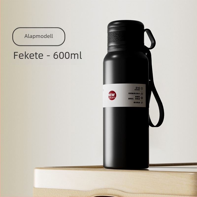 Kétfedeles termosz pohár tea- és víz szétválasztással, belső 316 rozsdamentes acél, külső 201 rozsdamentes acél, vákuum szigetelés, hordozható autóhoz