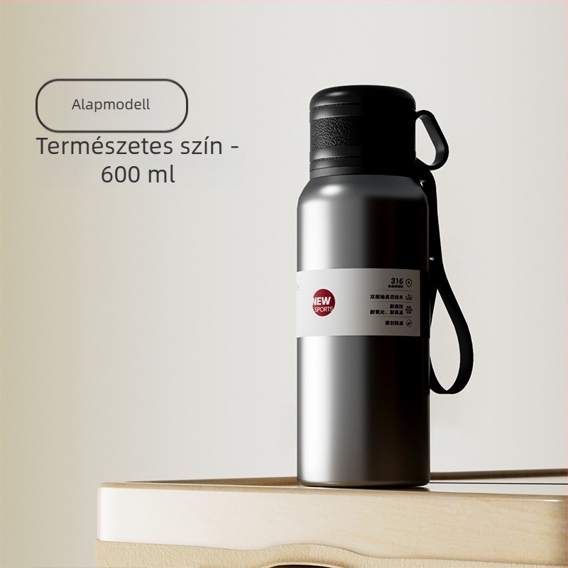 Kétfedeles termosz pohár tea- és víz szétválasztással, belső 316 rozsdamentes acél, külső 201 rozsdamentes acél, vákuum szigetelés, hordozható autóhoz