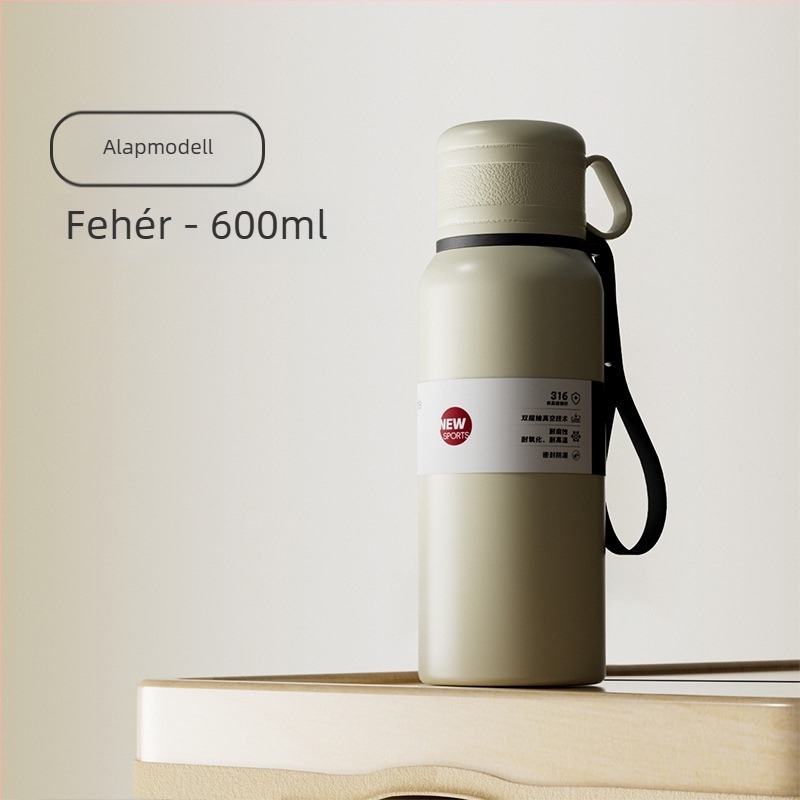 Kétfedeles termosz pohár tea- és víz szétválasztással, belső 316 rozsdamentes acél, külső 201 rozsdamentes acél, vákuum szigetelés, hordozható autóhoz