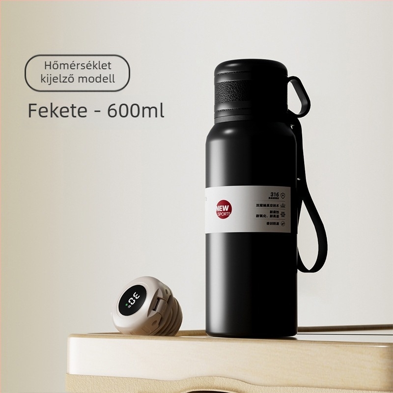 Kétfedeles termosz pohár tea- és víz szétválasztással, belső 316 rozsdamentes acél, külső 201 rozsdamentes acél, vákuum szigetelés, hordozható autóhoz