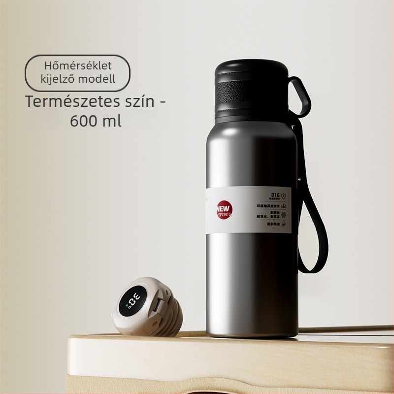 Kétfedeles termosz pohár tea- és víz szétválasztással, belső 316 rozsdamentes acél, külső 201 rozsdamentes acél, vákuum szigetelés, hordozható autóhoz