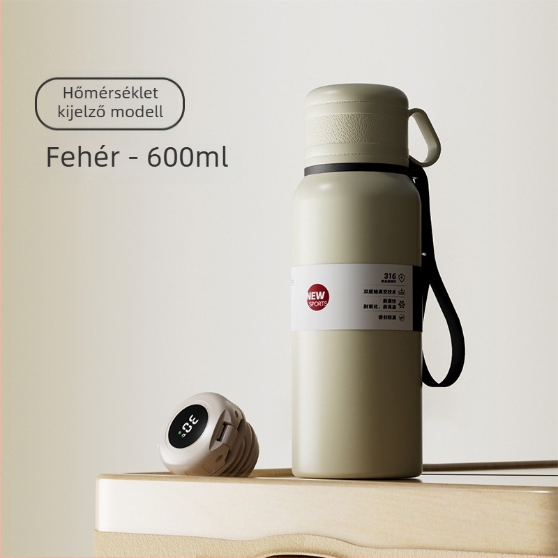 Kétfedeles termosz pohár tea- és víz szétválasztással, belső 316 rozsdamentes acél, külső 201 rozsdamentes acél, vákuum szigetelés, hordozható autóhoz