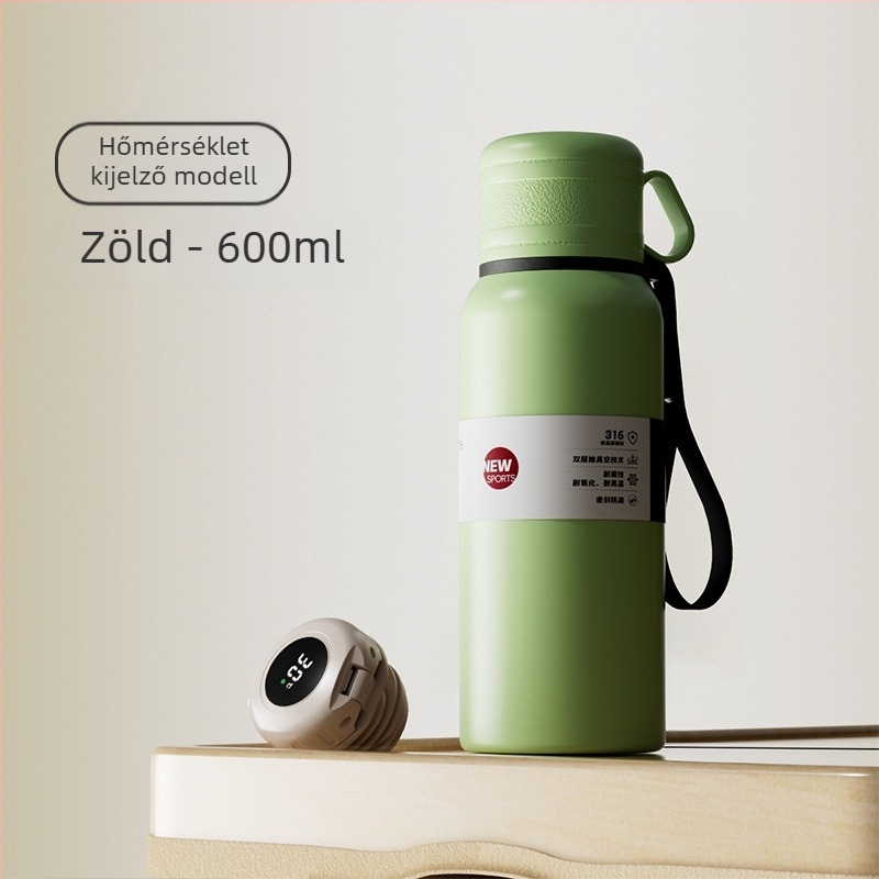 Kétfedeles termosz pohár tea- és víz szétválasztással, belső 316 rozsdamentes acél, külső 201 rozsdamentes acél, vákuum szigetelés, hordozható autóhoz