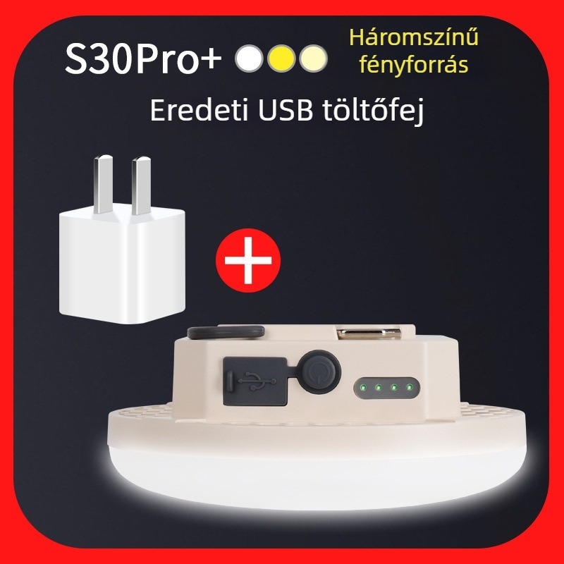 Kemping LED sátorvilágítás – kinetikus energiával működik, vízálló, hordozható