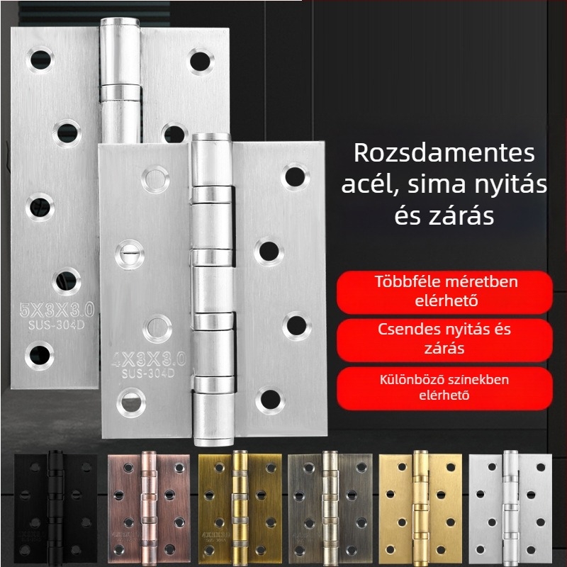 Rozsdamentes acél ajtózsanér — sík modell; anyag: rozsdamentes acél; felületkezelés: polírozott; márka: Rongshengxing