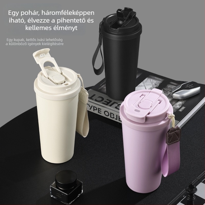 5. generációs dupla falú kávés pohár, 304 rozsdamentes acél, nagy kapacitás, elegáns ajándék termosz