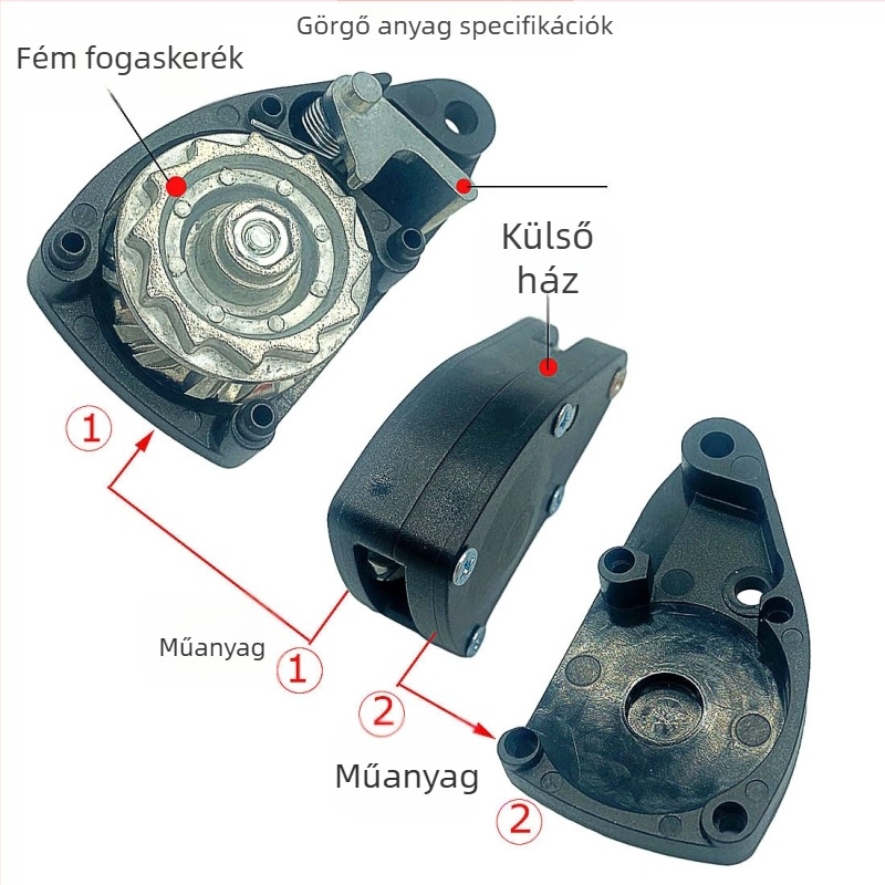 Sátor/ kötél feszítő görgő – kompatibilis 4,5–6,3 mm-rel, külső ABS, belső cinkötvözet