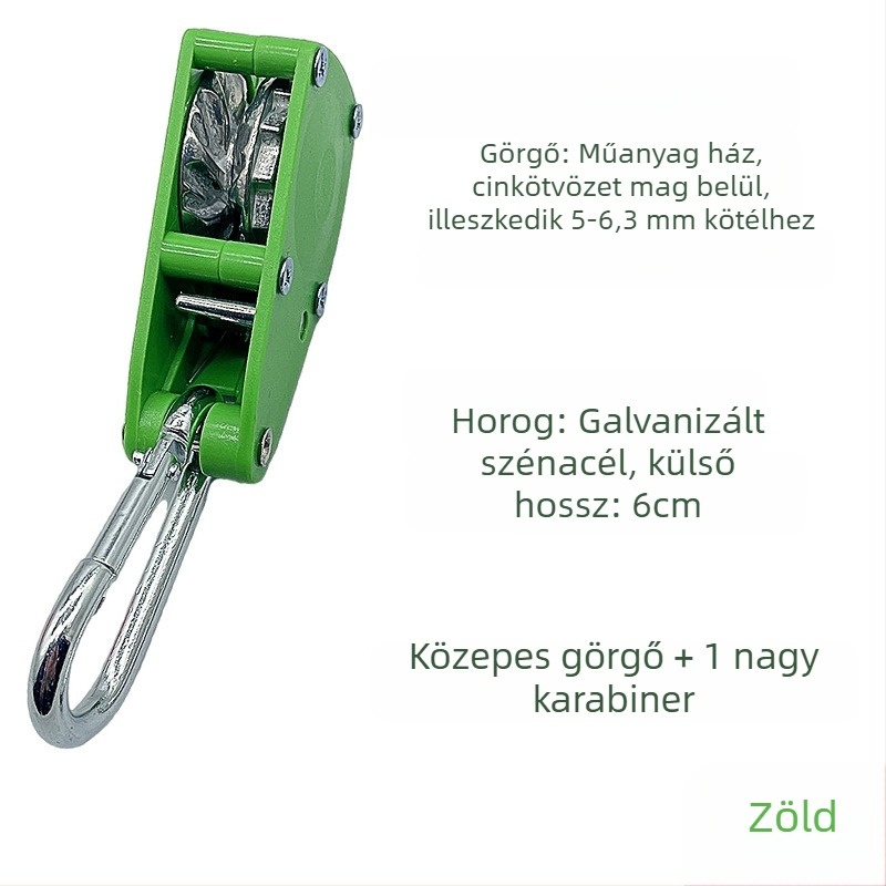 Sátor/ kötél feszítő görgő – kompatibilis 4,5–6,3 mm-rel, külső ABS, belső cinkötvözet