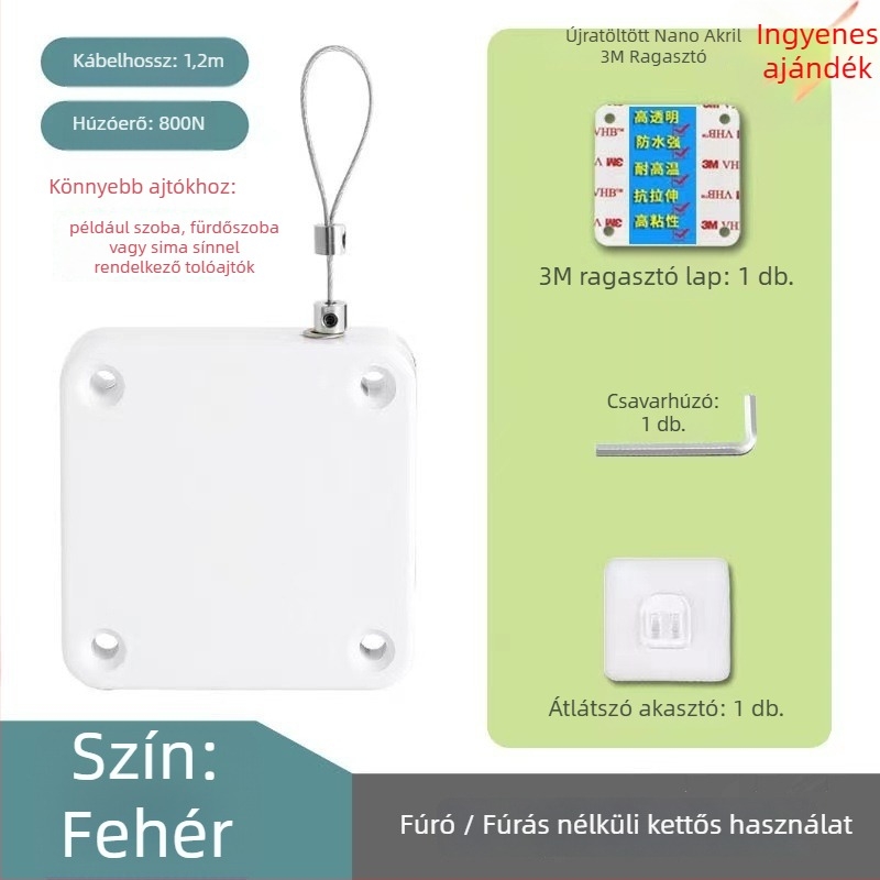 Ajtócsukó, fúrás nélküli, könnyű, ABS test, Egyszerű ajtócsukó, ajtó- és ablakmechanizmus
