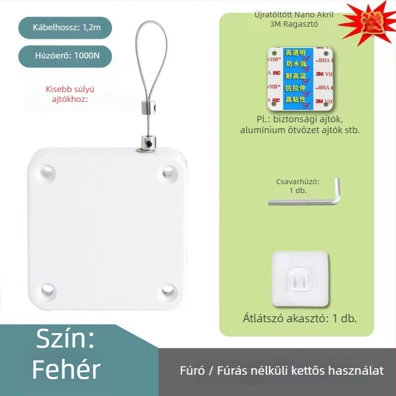 Ajtócsukó, fúrás nélküli, könnyű, ABS test, Egyszerű ajtócsukó, ajtó- és ablakmechanizmus