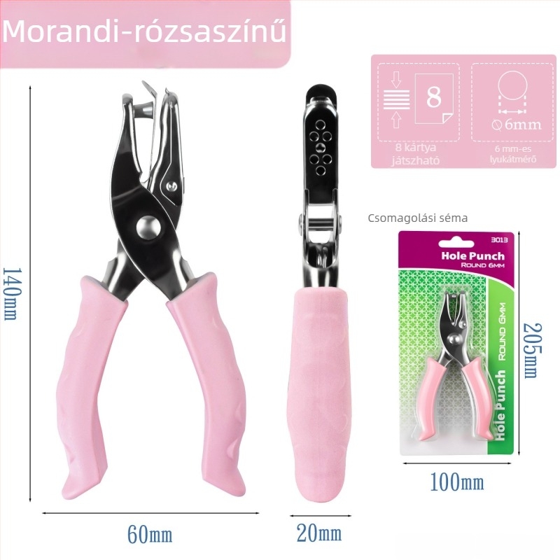 Kézi lyukasztó gumírozott fogantyúval, papírhoz — modell 3012, márka Yishen, 1 lyuk, perforáció vastagsága: 2