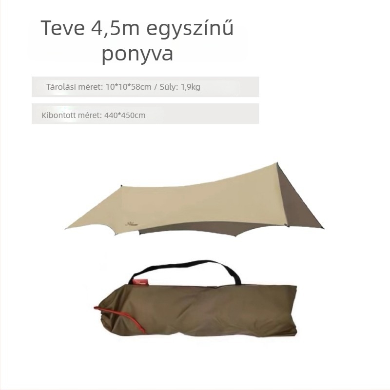 Kültéri kempingre alkalmas árnyékoló sátor pillangó alakú, Oxford szövet, 3000 mm vízállóság, kézi összeszerelés, vas váz