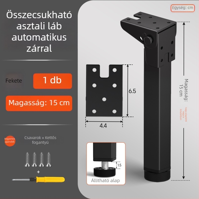 Összecsukható asztal láb zsanér 90°-os önzáróval, vas konstrukció, modell Folding support frame-q3fr, modern stílus