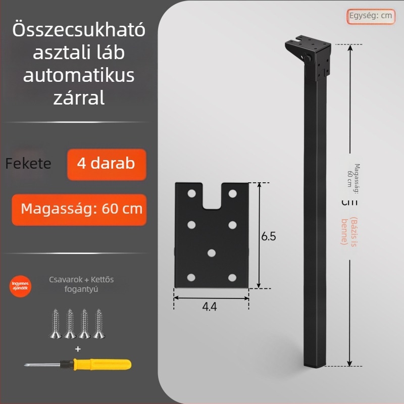 Összecsukható asztal láb zsanér 90°-os önzáróval, vas konstrukció, modell Folding support frame-q3fr, modern stílus