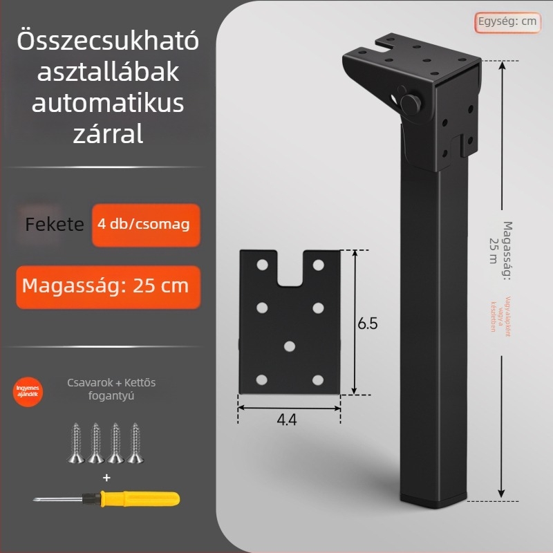 Összecsukható asztal láb zsanér 90°-os önzáróval, vas konstrukció, modell Folding support frame-q3fr, modern stílus