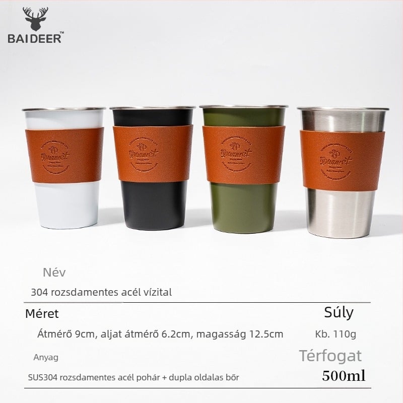 304 rozsdamentes acél kemping kávéscsésze készlet, hordozható és ultra-könnyű, tömeg 110 g, 3–5 személynek, modell BL0070-B