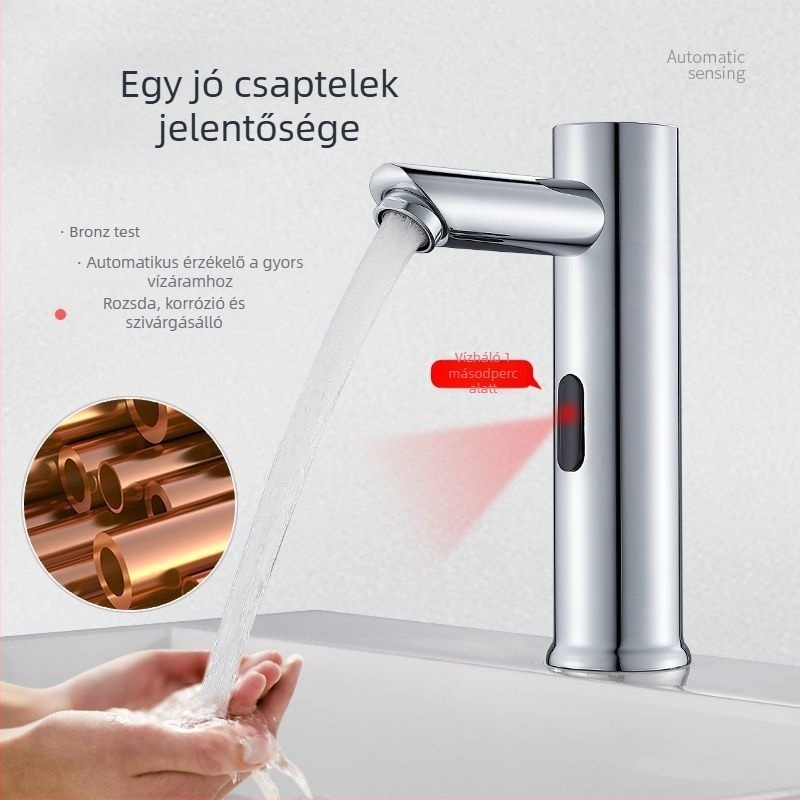 Felszínre szerelt mosdócsap szenzorral – kerámia korongos szelep, egykaros, szenzoros működés, rozsdamentes acél
