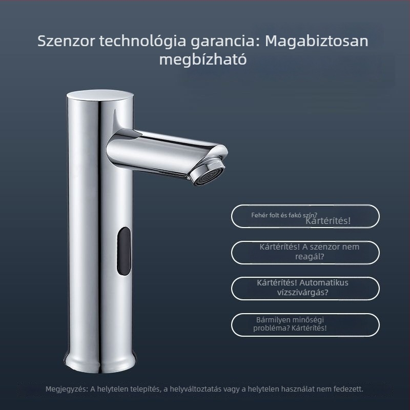 Felszínre szerelt mosdócsap szenzorral – kerámia korongos szelep, egykaros, szenzoros működés, rozsdamentes acél