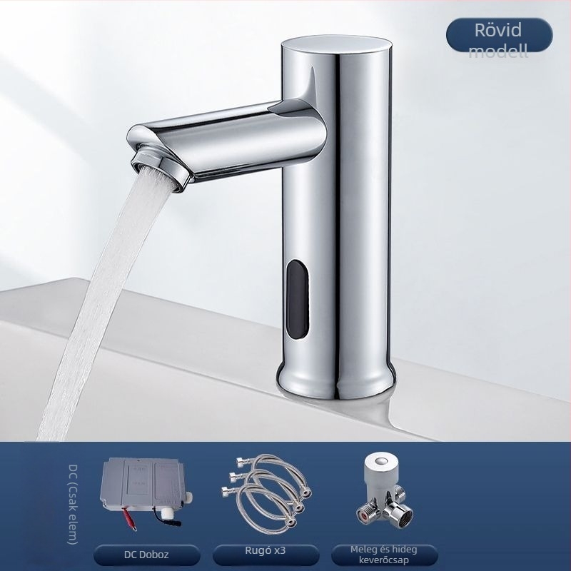 Felszínre szerelt mosdócsap szenzorral – kerámia korongos szelep, egykaros, szenzoros működés, rozsdamentes acél