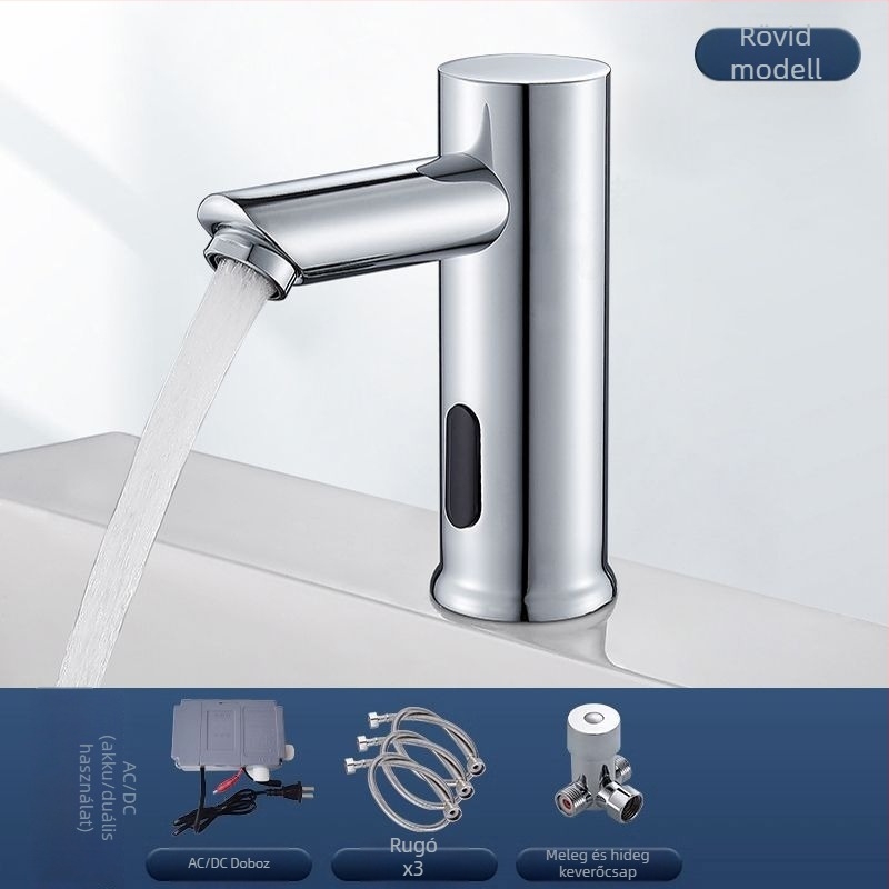 Felszínre szerelt mosdócsap szenzorral – kerámia korongos szelep, egykaros, szenzoros működés, rozsdamentes acél