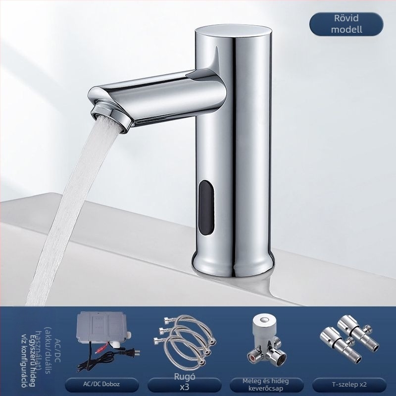 Felszínre szerelt mosdócsap szenzorral – kerámia korongos szelep, egykaros, szenzoros működés, rozsdamentes acél