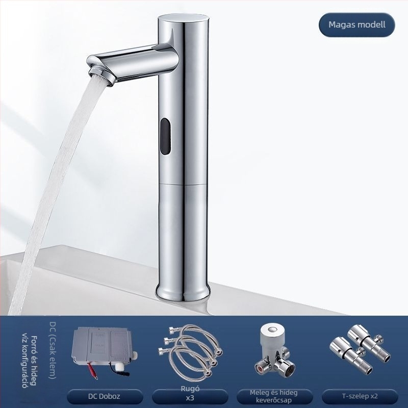 Felszínre szerelt mosdócsap szenzorral – kerámia korongos szelep, egykaros, szenzoros működés, rozsdamentes acél