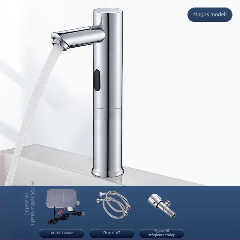 Felszínre szerelt mosdócsap szenzorral – kerámia korongos szelep, egykaros, szenzoros működés, rozsdamentes acél