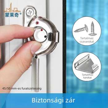 4 darab Crescent ablakzárkészlet – bal/jobb Crescent, Monlech Stainless steel safety crescent lock, ház rozsdamentes acél és kromált alap