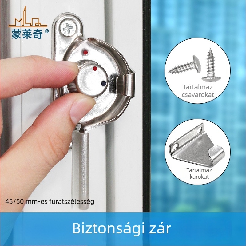 4 darab Crescent ablakzárkészlet – bal/jobb Crescent, Monlech Stainless steel safety crescent lock, ház rozsdamentes acél és kromált alap