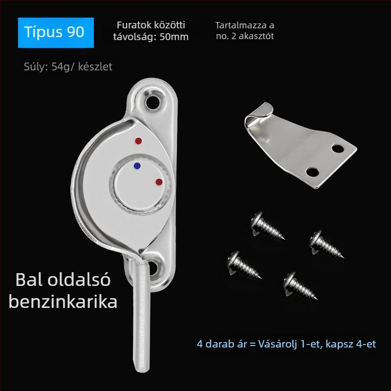 4 darab Crescent ablakzárkészlet – bal/jobb Crescent, Monlech Stainless steel safety crescent lock, ház rozsdamentes acél és kromált alap